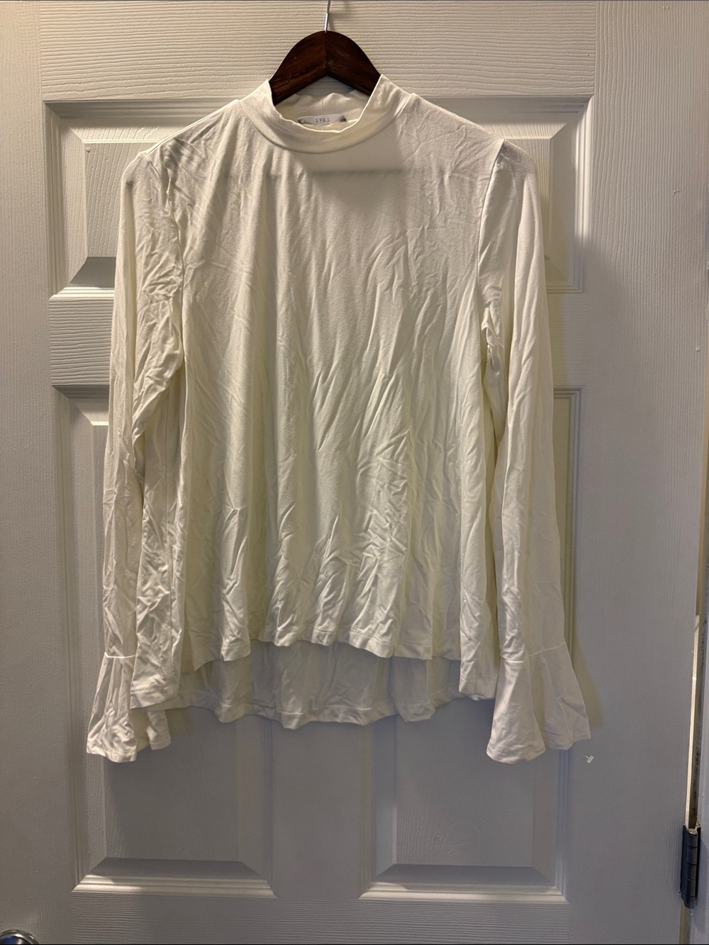 Tart Cream Mock Neck Long-Sleeve Blouse